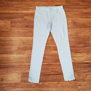 NEW Hue XS Lace Trim Pique Skimmer Skinny Pull On Pants